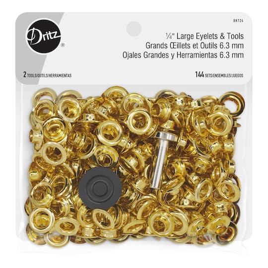 Dritz&#xAE; Brass Large Eyelets &#x26; Tools, 1/4&#x22;